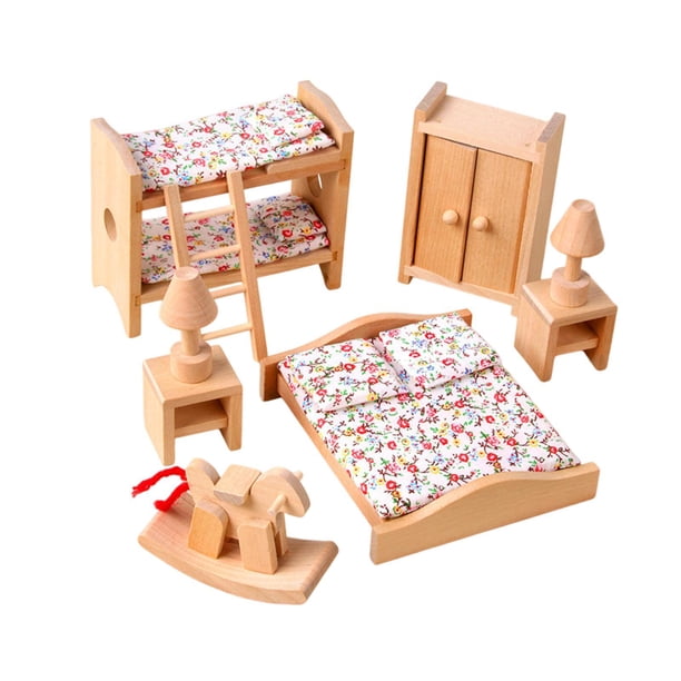 Muebles en miniatura de madera para casa de muñecas, maqueta de juguete de madera portátil, venta al por mayor Muebles en miniatura de madera para casa de muñecas, maqueta de juguete de madera portátil, venta al por mayor