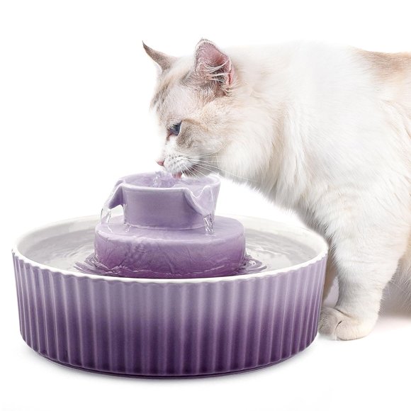 Fuente para Gatos NautyPaws 2,1 L Cerámica – Filtro Morado