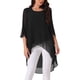 thumbnail image 1 of INSPIRE CHIC Blusa de Chifón para Mujer con Mangas Divididas 3/4 y Dobladillo Asimétrico Túnica Negra 2XL, 1 of 5