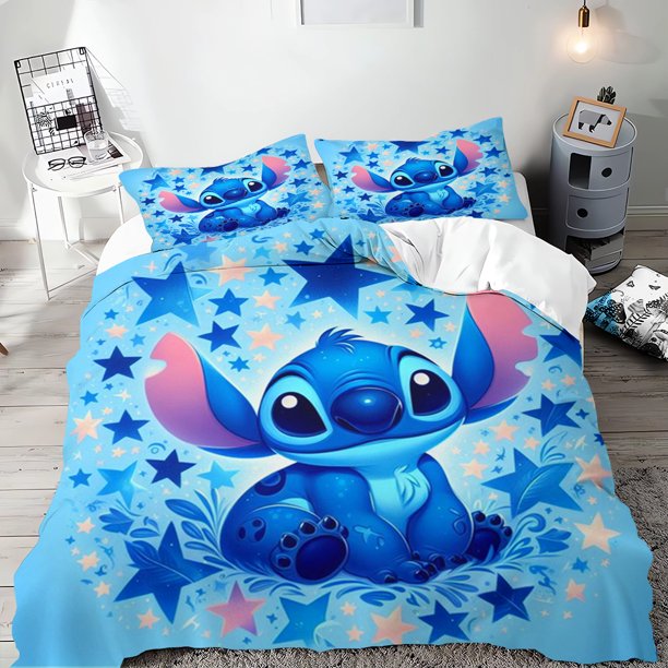v1998 Bed Sheets Cute Stitch Bedding Sets Soft Comforter Cover Bed Cover Duvet Cover Pillow Case - Pieces Sets Cartoon Bedroom Decoration 3-Piece Bedding Set (1 Duvet Cover + 2 Pillow Shams) Bed Sheet