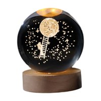 Magideal - Lámpara De Mesa De Luz Nocturna Con Bola De Cristal 3D, Lámpara De Noche Con Bola De Cristal, Juguetes De Aprendizaje Para Escritorio, Regalo De Cumpl , Luna