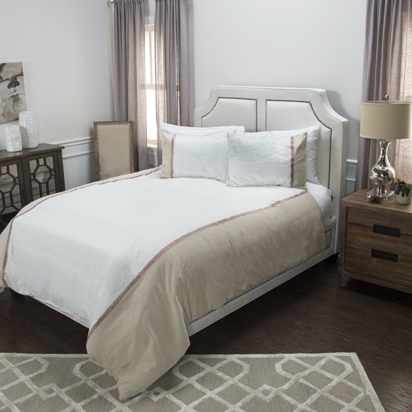 Edredón Rizzy Home BT4443 290x250 cm Blanco con Rayas Marrones