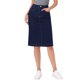 thumbnail image 1 of INSPIRE CHIC Falda de Mezclilla para Mujeres Regreso a Clases Cintura Alta con Abertura Bolsillos Traseros Falda Lápiz a la Rodilla XS Denim Azul Crudo, 1 of 6