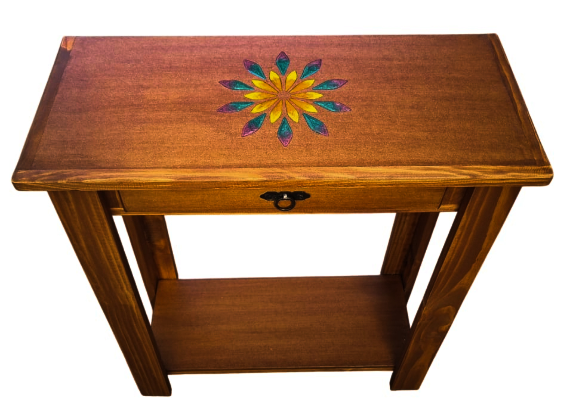 Marfeld Muebles - Mesa De Arrimo Cafe Con Grabado De Resina Mandala