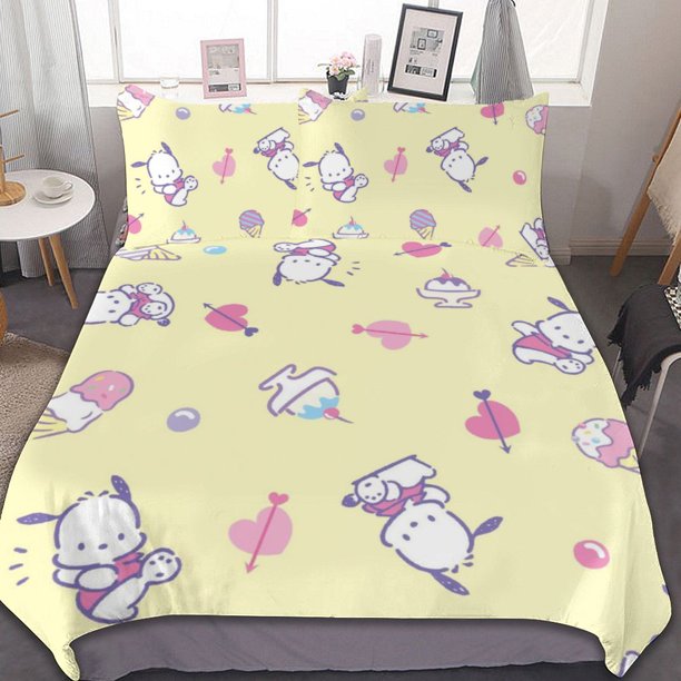 Pochacco Duvet Cover Set 3-Piece Bedding Set Soft Warm And Comfortable Soft Bed Set for Bedroom All Season
