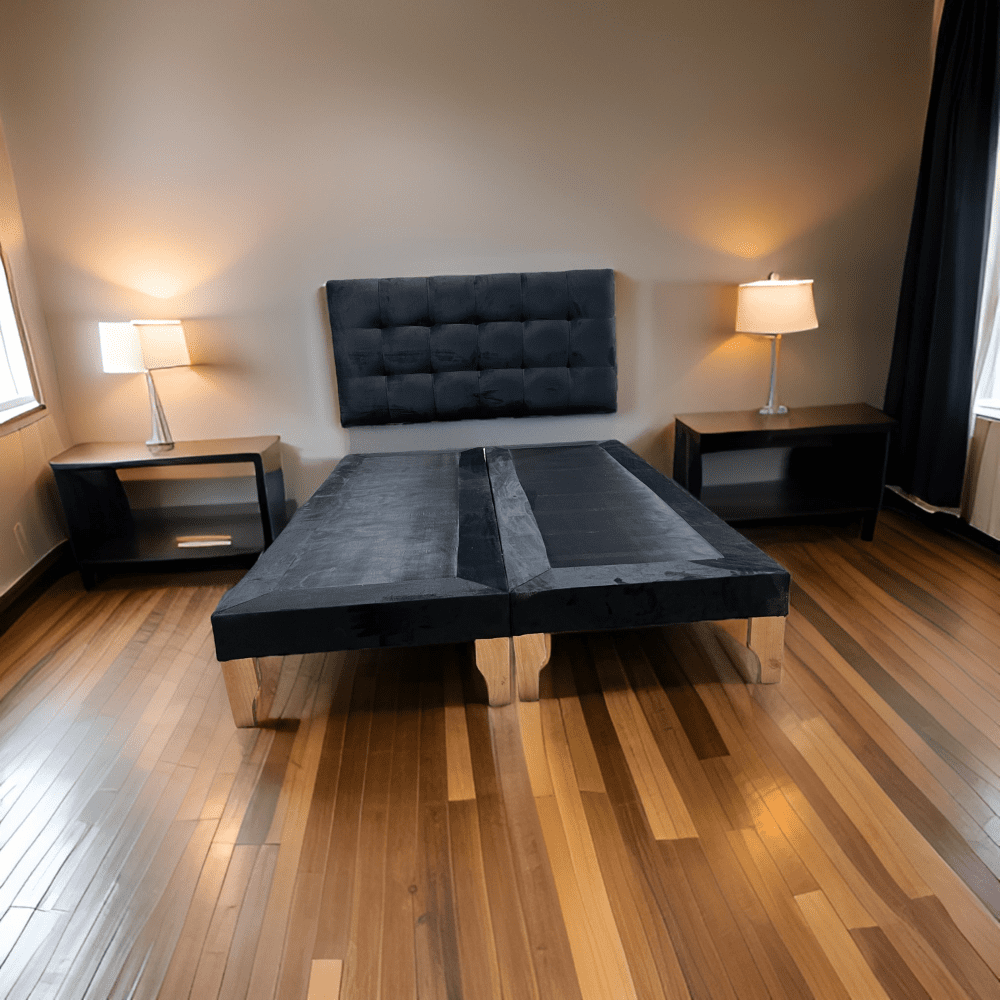 Muebles New - Cama Dos Plaza Negro Felpa