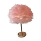 thumbnail image 1 of Lámpara De Mesa De Plumas Pantalla De Luz De Noche Para La Decoración De La Habitación Del Hogar De La Cabecera Rosa, 1 of 5
