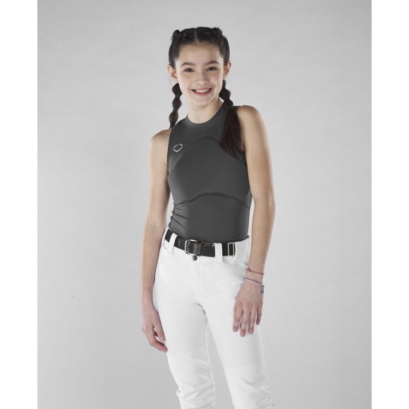 Camiseta EvoShield para Niña con Corte Racerback Gris Talla Juvenil Mediana