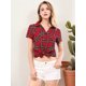 thumbnail image 5 of INSPIRE CHIC Camisas de Cuadros para Mujer con Cuello en Punta y Botones para Regreso a Clases Blusas Rojas 2XL, 5 of 6