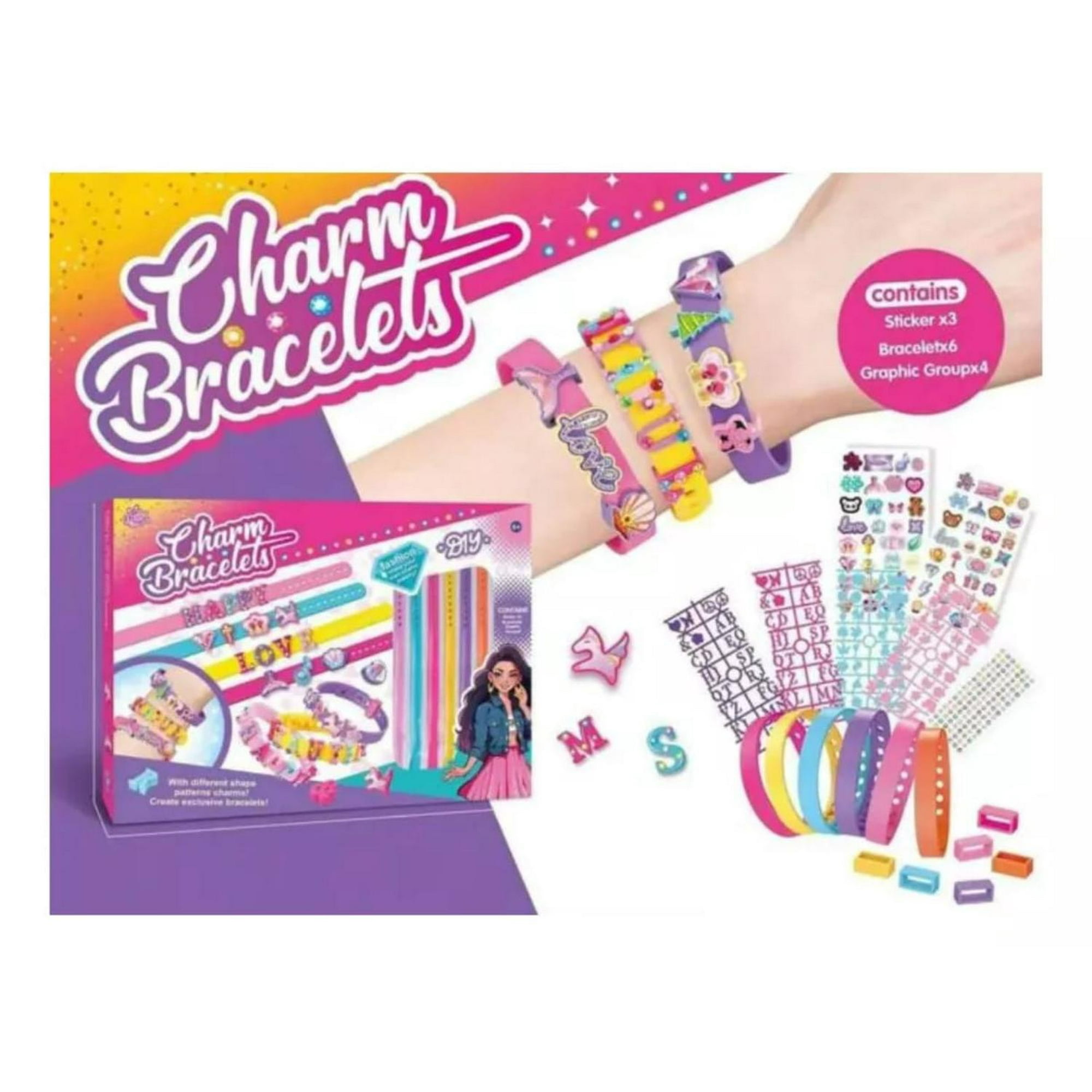 Genérico - Set De 6 Pulseras Con Accesorios Para Niñas Azul