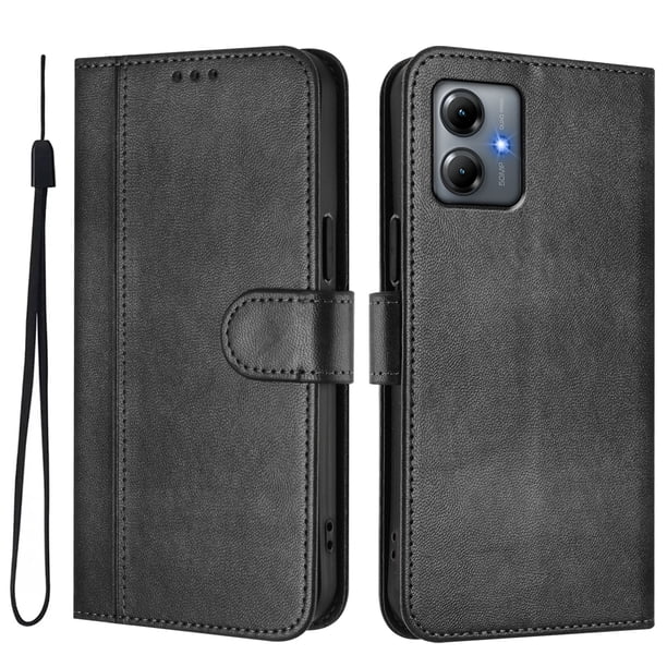 Funda Cartera para Motorola Moto G14 Protección 360° con Ranuras para Tarjetas y Soporte Negro