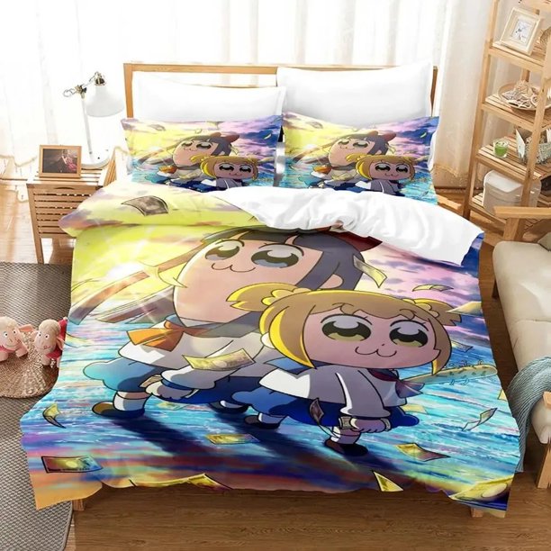 Anime Pop Team Epic Poputepipikku Bedding Set Boys Girls Duvet Cover Pillowcase Bed Kids Adult