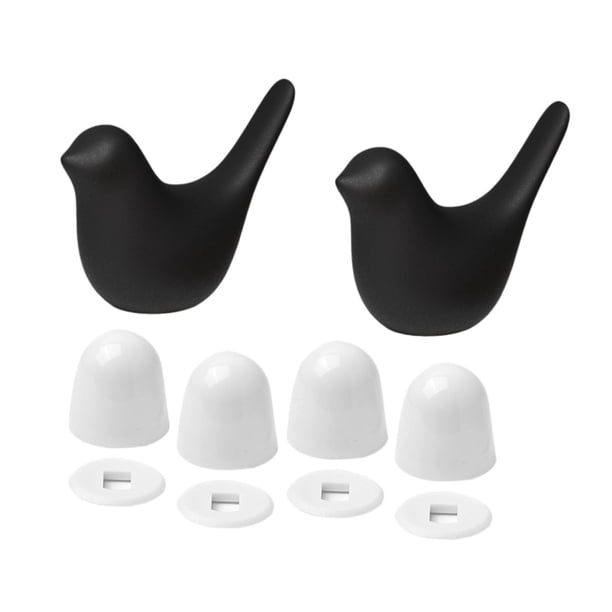 2 tapas de tornillo de cerámica para inodoro con diseño de pájaro, decoración de baño, creativas y fáciles de instalar, reemplazo para tapa de tornill Negro