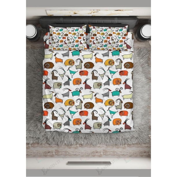 Cute Cartoon Goat Great Gifts For Birthday Christmas Quilt Duvet Cover Set3-Piece Bedding Set