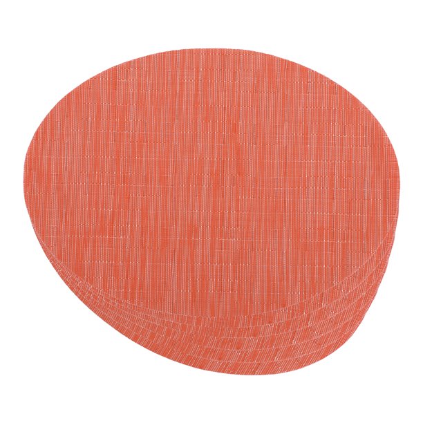 REGALWOVEN Juego de 6 Manteles Ovalados para Decoración de Mesa de Comedor de Cocina Manteles Limpiables Naranja 18*12.5 Pulgadas