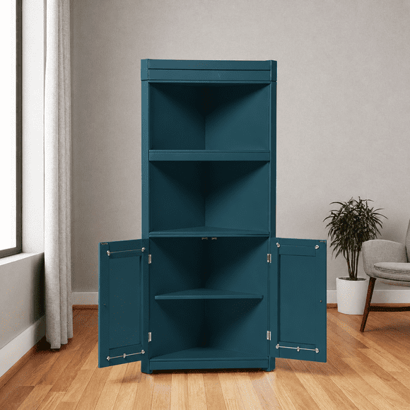 Mueble Alto "Templanza" Despensero de Madera con Puertas - Azúl Marino - 60x40x180 cm