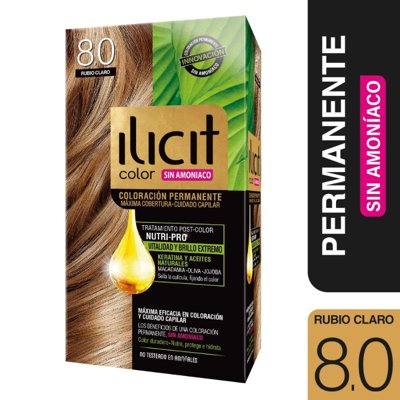 Coloración Permanente Sin Amoníaco 8.0 Rubio Claro  Ilicit