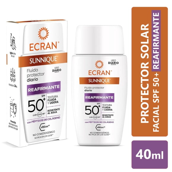 Protector solar Ecran sunnique fluido sérum reafirmante spf50, 40 ml