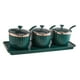 thumbnail image 4 of Caja De Especias Moderna Tarro De Condimento Con Tapa Bandeja De Cuchara Para Restaurante Bar Verde Oscuro 3 Rejillas, 4 of 5