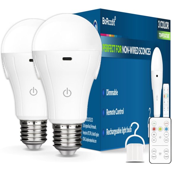 Ampolleta LED recargable BoRccdit A19 15 W de 3 colores con control remoto