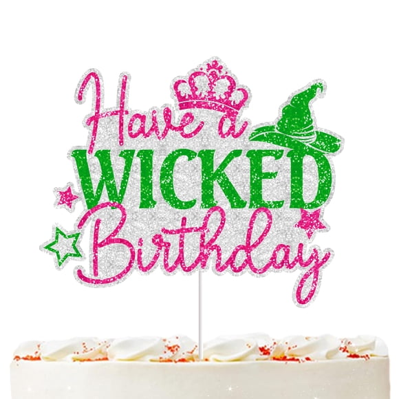 Decoración para tartas Pezutoi Have a Wicked Birthday, rosa y verde