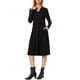 thumbnail image 4 of Vestido de punto INSPIRE CHIC para mujer con cuello en V, manga larga, elástico, longitud hasta la rodilla, casual, línea A, XL, negro, 4 of 6