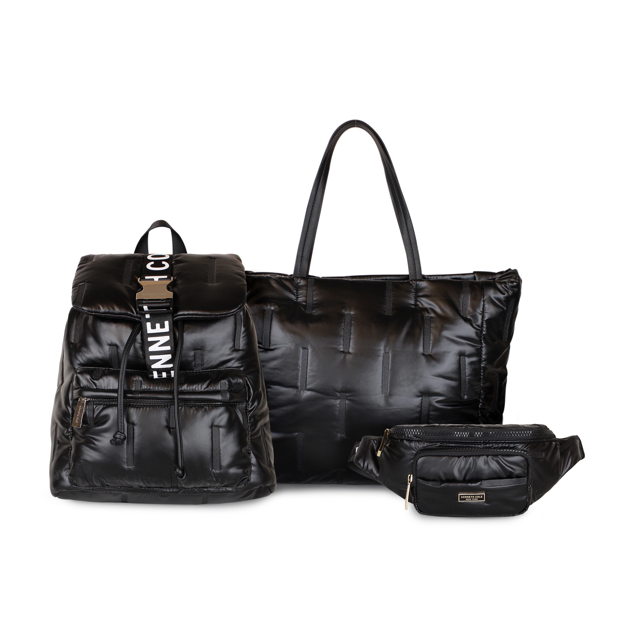 Kenneth Cole - Pack Bolso + Mochila + Banano Negro Pipertote