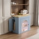 thumbnail image 3 of TREXM Extendable Dining Table with 3 Removable Middle Leaves, Mobile Rolling Island Table with Power Outlet, Saving-space Cabinet with Storage for Dining Room and Living Room (GREY BLUE AND NATURAL), 3 of 3