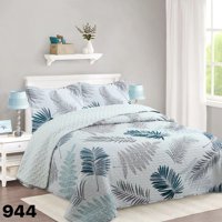 Genérico - Cubrecama Quilt Sherpa 2 Plazas - Blanco Hojas Tricolor M944