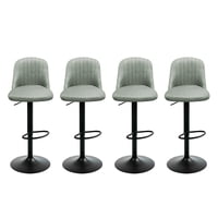 Global Latin Group - Pack 4 Silla De Bar Moderna Regulable Asiento Tapizado Y Base Metálica Verde