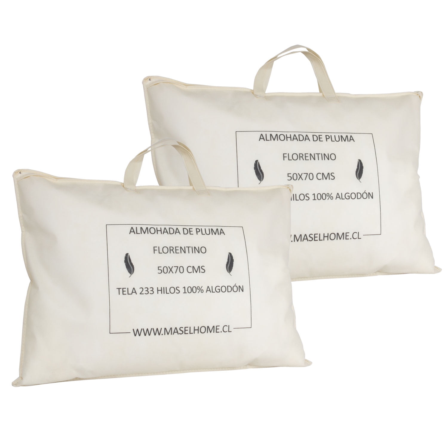 Masel - Set 2 Almohadas Pluma Natural 50x70