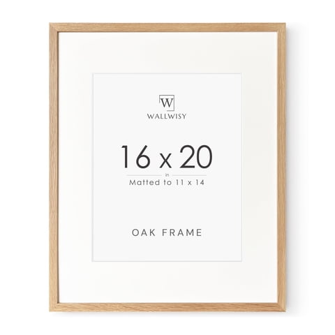 Wallwisy - Marco De Fotos Con Forma De Pared De Madera Maciza De Roble, 16 X 20 Cm, Con Tapete, 40 X 50 Cm