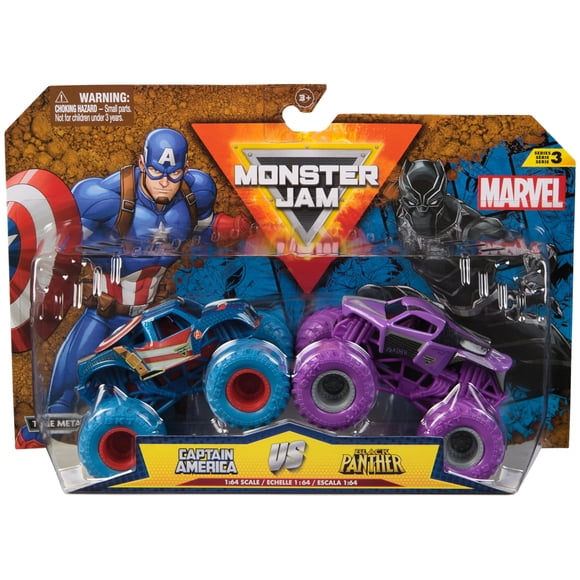 Monster Trucks Monster Jam Marvel Capitán América vs. Black Panther 1:64