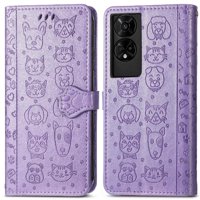 Funda Cartera Foxdock Para Tcl 50 5G , Flip Pu Con Relieve De Gatos Y Perros, Tarjetero Y Soporte