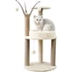 thumbnail image 1 of Rascador Torre para Gatos 85 cm 3 Niveles Terciopelo y Yute con Juguetes Beige, 1 of 3