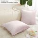 thumbnail image 3 of PiccoCasa Funda de Almohada de Terciopelo con Pompones para Sofá Cama 2PCS Rosa Pálido 20x20 Pulgadas, 3 of 7