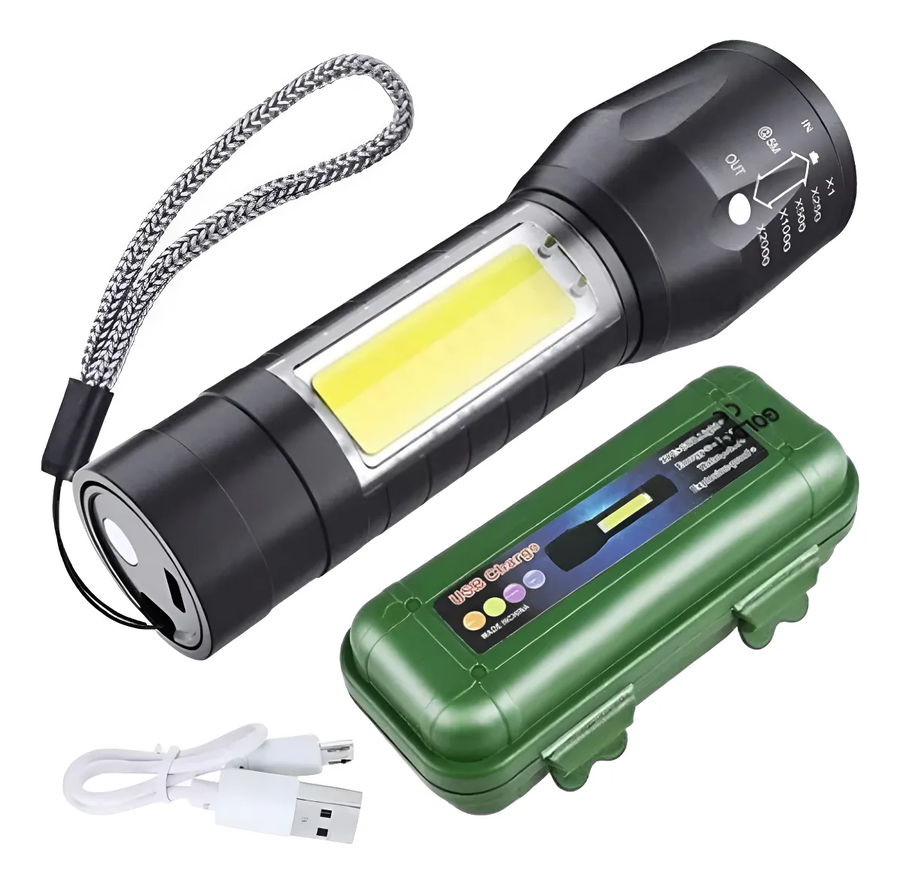 Genérico - Linterna Led Tactica Pequeña Portátil Recargable Usb Negro