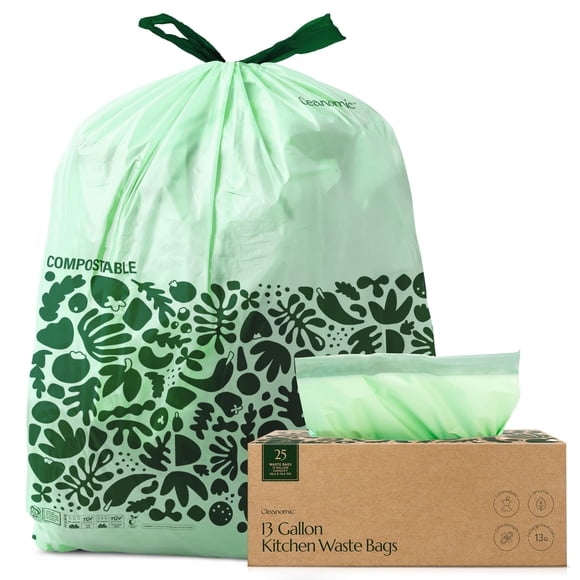 Bolsas de basura CLEANOMIC compostables con cordón 13L 25 unidades