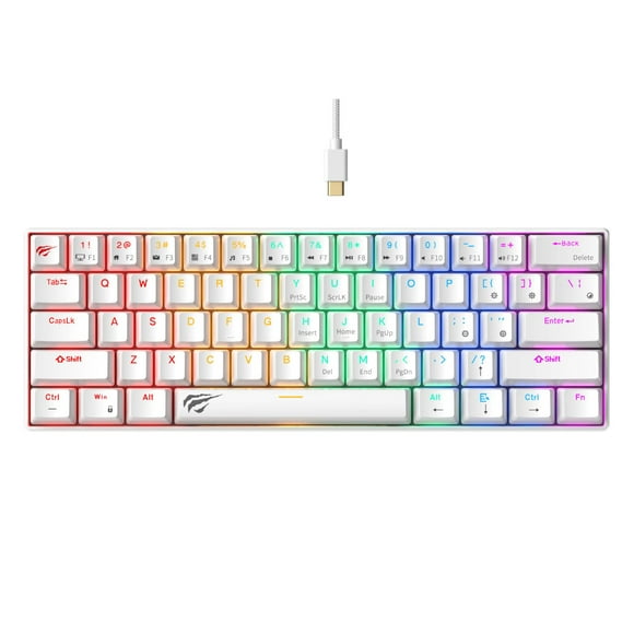 Teclado Gamer Mecánico Luces RGB KB903L Havit Blanco