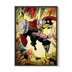 Creango - Cuadro Poster Enmarcado Thor Marvel Comic Decorativo