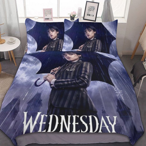 Wednesday 3-Piece Bedding Set Warm And Comfortable Soft Duvet Cover Bed Set for Boys Girls Kids Adult Bedroom All Season