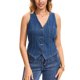 thumbnail image 4 of INSPIRE CHIC Chalecos de Mezclilla para Mujer Recortados Cuello en V Sin Mangas Abotonado Chaleco Occidental de Mezclilla Tops L Azul, 4 of 6