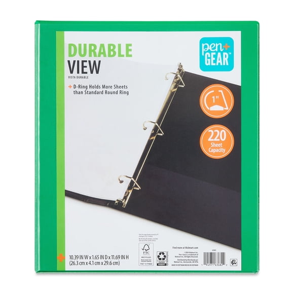 Carpeta PenGear Durable View de 1 pulgada con anillos tipo D, verde