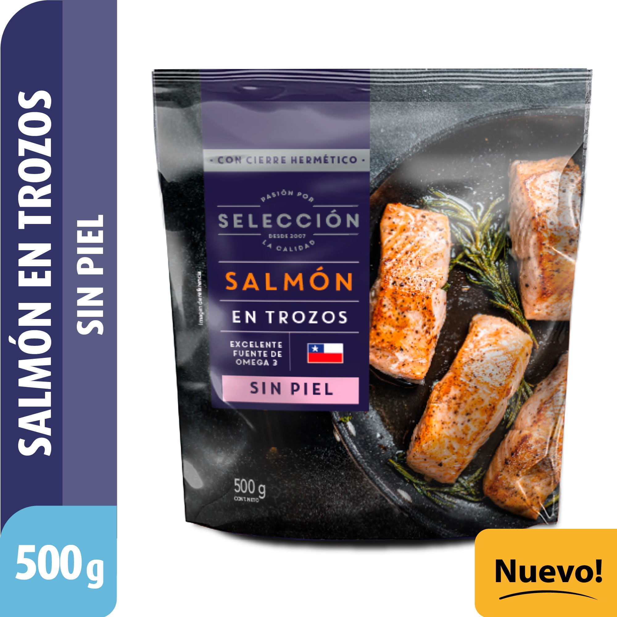 Salmón En Trozos Sin Piel 500 g Selección