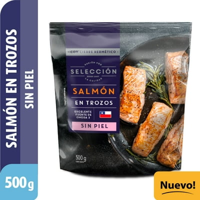Salmón En Trozos Sin Piel 500 G Selección