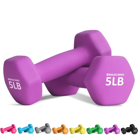 Mancuernas Balelinko de neopreno, 2,5 kg, color morado, para yoga y pilates