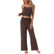 thumbnail image 1 of INSPIRE CHIC Conjunto de Pijama de Punto de Jersey para Mujer Camiseta Ajustable y Pantalones de Pierna Ancha con Bolsillos XS Marrón, 1 of 6