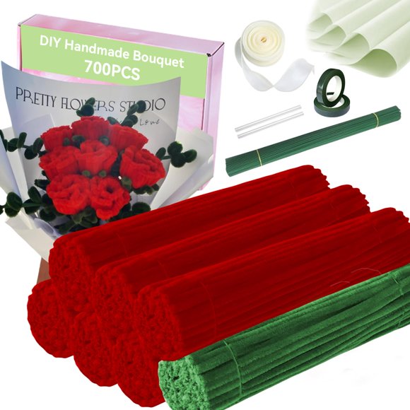 Kit de fabricación de rosas QABCYTA 700 piezas rojo y verde – Hazlo tú mismo
