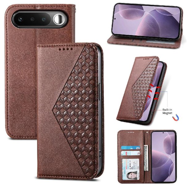 Funda Tipo Billetera para Realme 16 Cover 2 en 1 Desmontable con Ranuras para Tarjetas y Ventana de Foto, Soporte y Correa de Muñeca Marrón