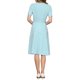 thumbnail image 3 of Vestido de Trabajo en Línea A de INSPIRE CHIC para Mujer, Manga Corta, Cuello Redondo, Vestidos con Volantes y Cinturón, M Azul Claro, 3 of 5